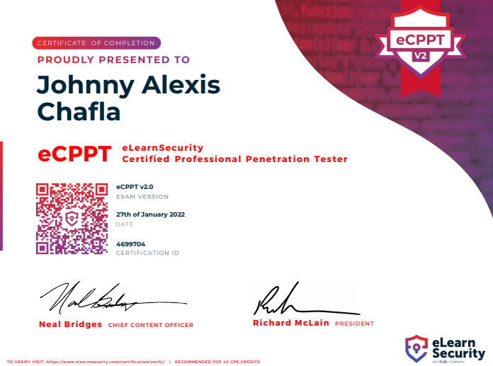 eCPPTv2 Certificate