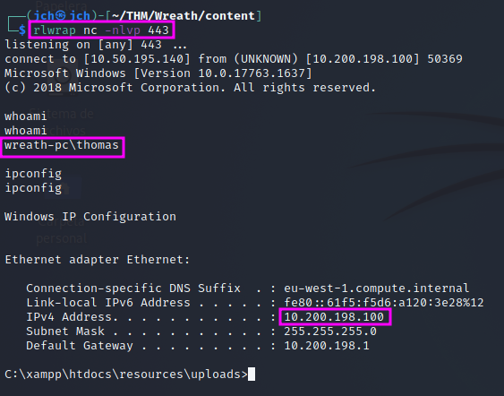 netcat on last target