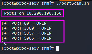 Puertos del host 10.200.198.150