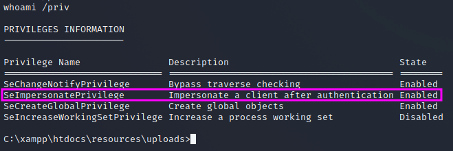 Se Impersonate privilege